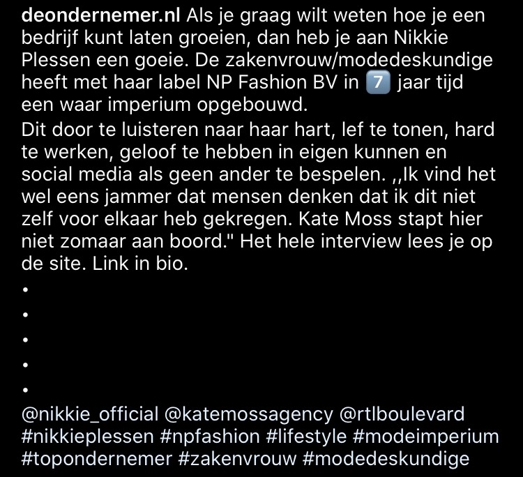 Hashtags instapost bedrijfsaccount deondernemer 0