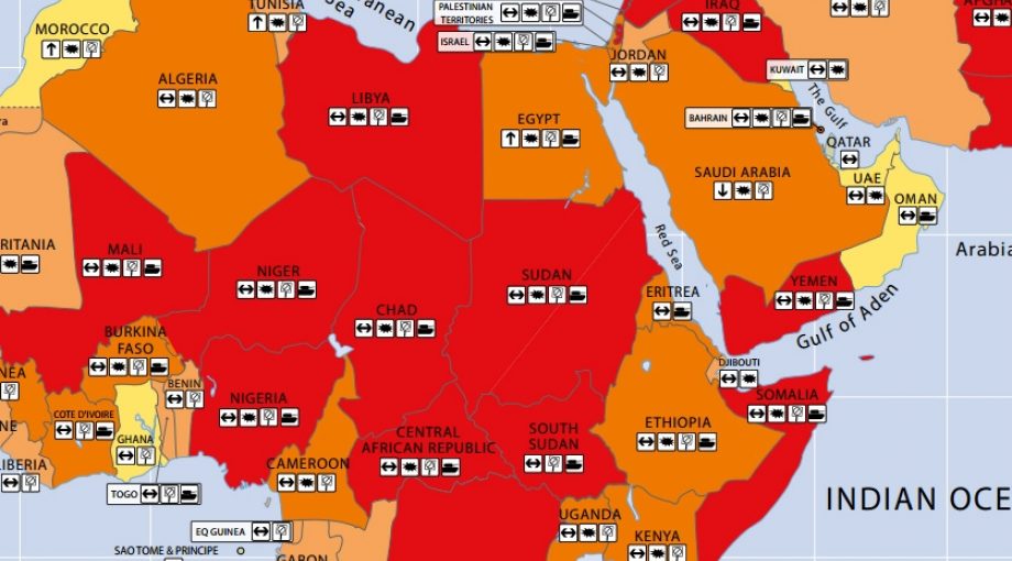 Terrorism political violence map aon risicokaart ondernemen nieuw335