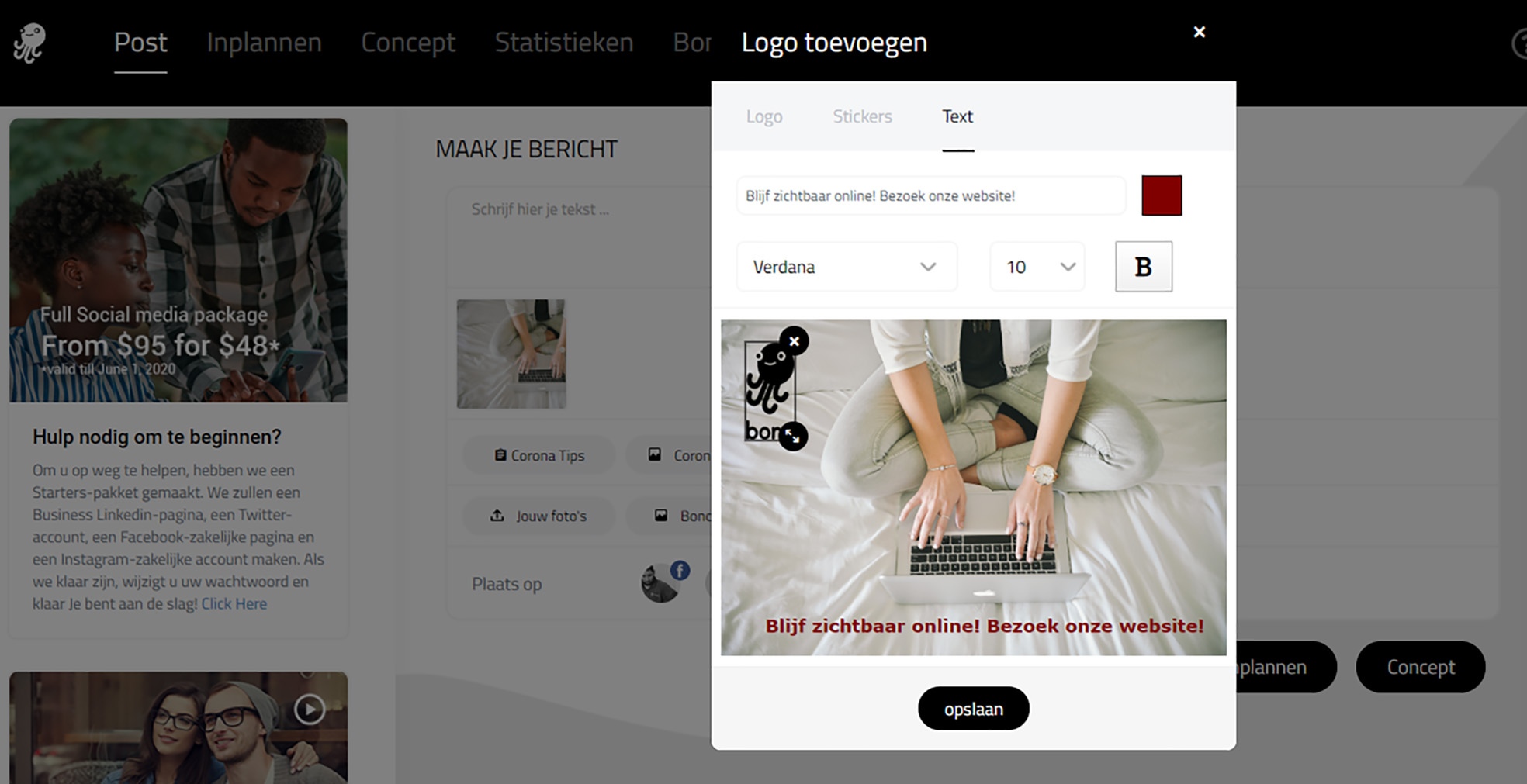 Screenshot homepage Bonc