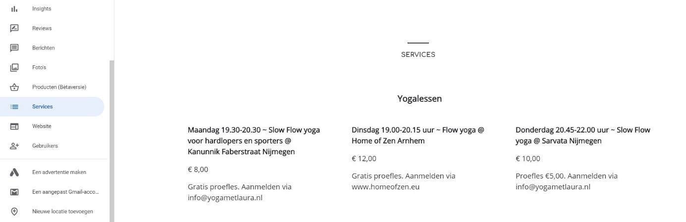 Services yogalessen