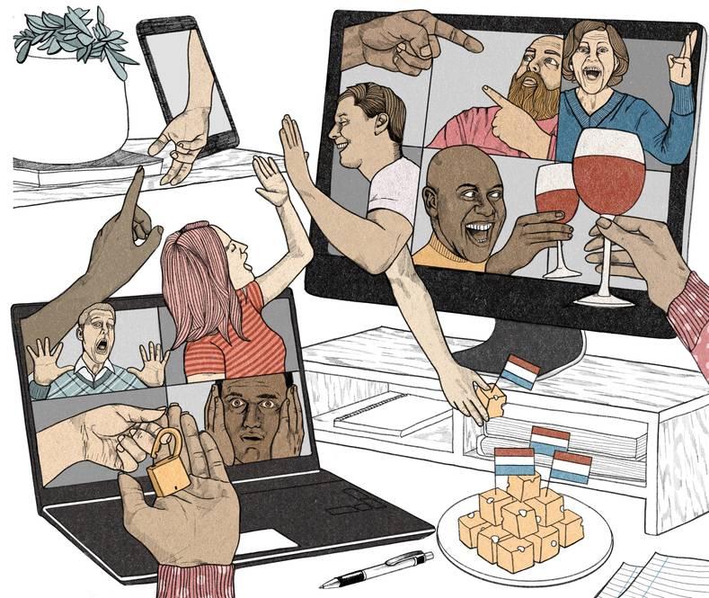 Thuiswerken collega virtuele pubquiz uitje