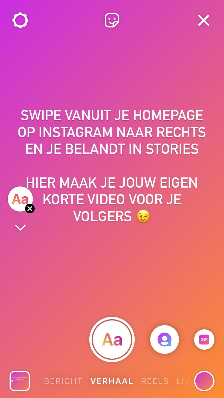 Voorbeeld storie bedrijfsaccount instagram