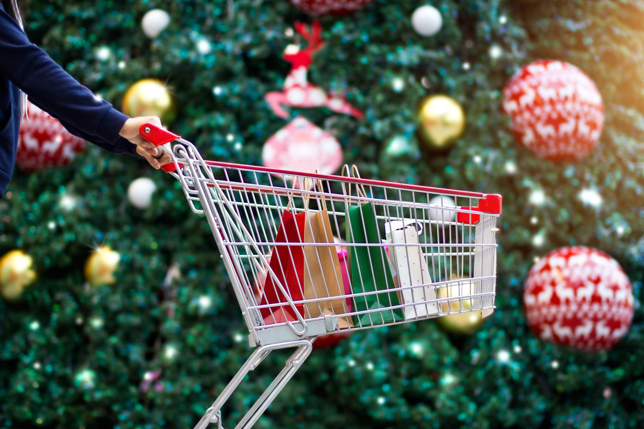 Winkelwagen supermarkt kerst