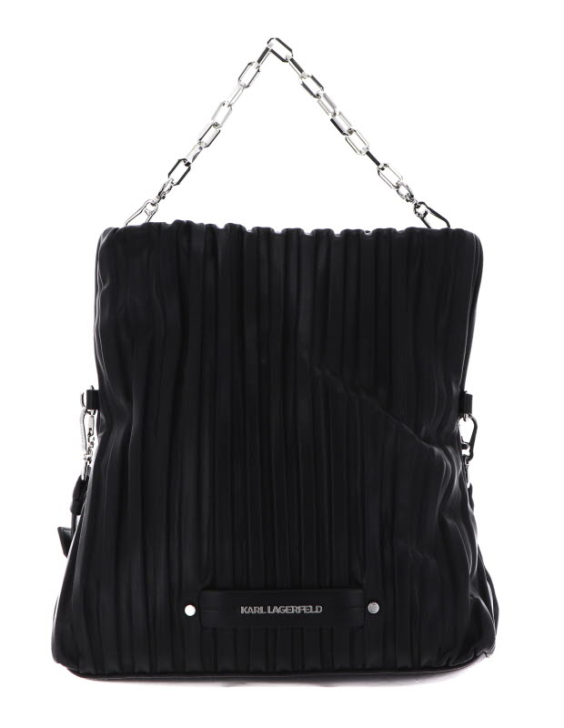 【Karl Lagerfeld】 K/Kushion コントロールフラップウォレット Karl Lagerfeld K/Kushion Monogram Embossed Black Wallet On A