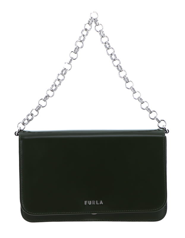 【送料&関税込】Furla Flap Chain Shoulder Bag furla black leather handbag/crossbody with gold chain | eBay
