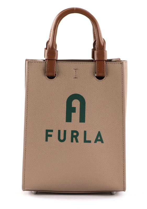 ☆FURLA☆ VARSITY STYLE Tote L 2wayトート GREIGE/JASPER♪ FURLA VARSITY STYLE L TOTE GREIGE+JASPER LEATHER BLK PLAIN
