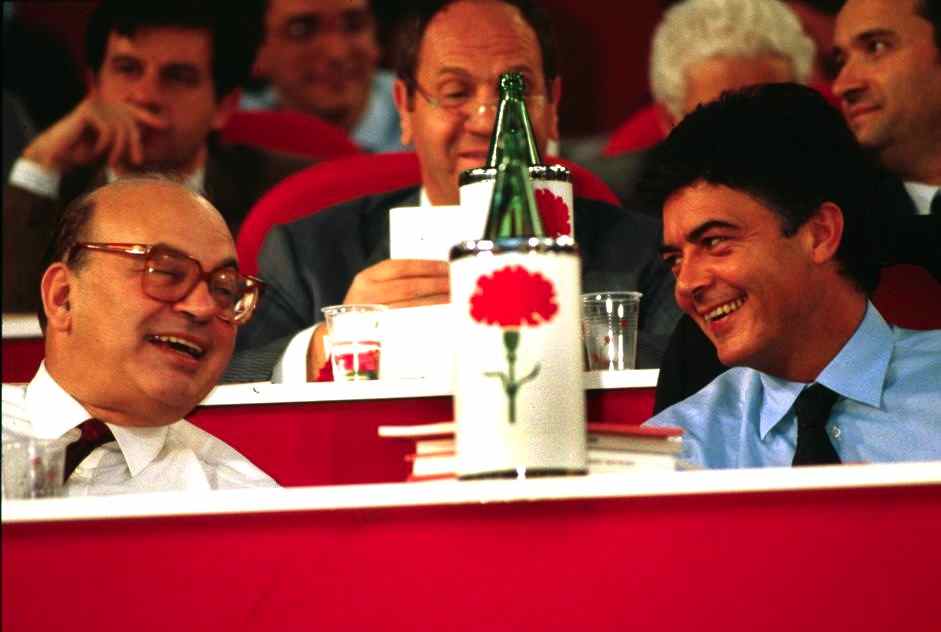 Bettino Craxi e Claudio Martelli al congresso del Psi a Rimini nel 1987.