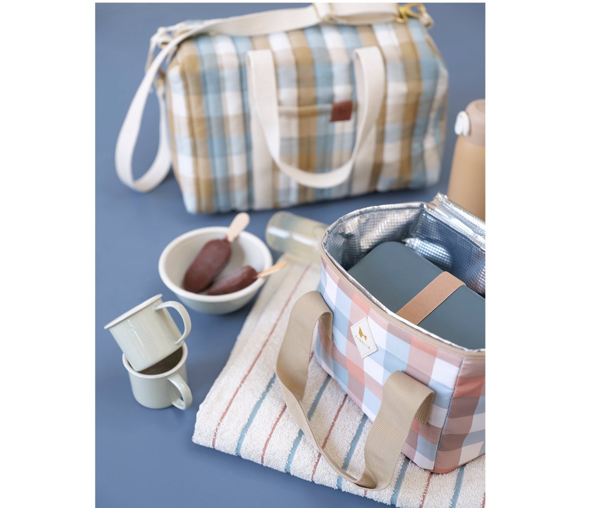 Sac de sport rembourr avec poigne longue Cottage Blue Checks