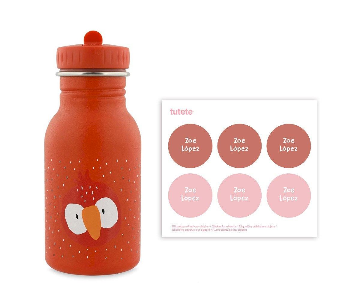 Trixie Mr. Parrot Steel Bottle 350ml + 6 Round Rose Stickers Gift