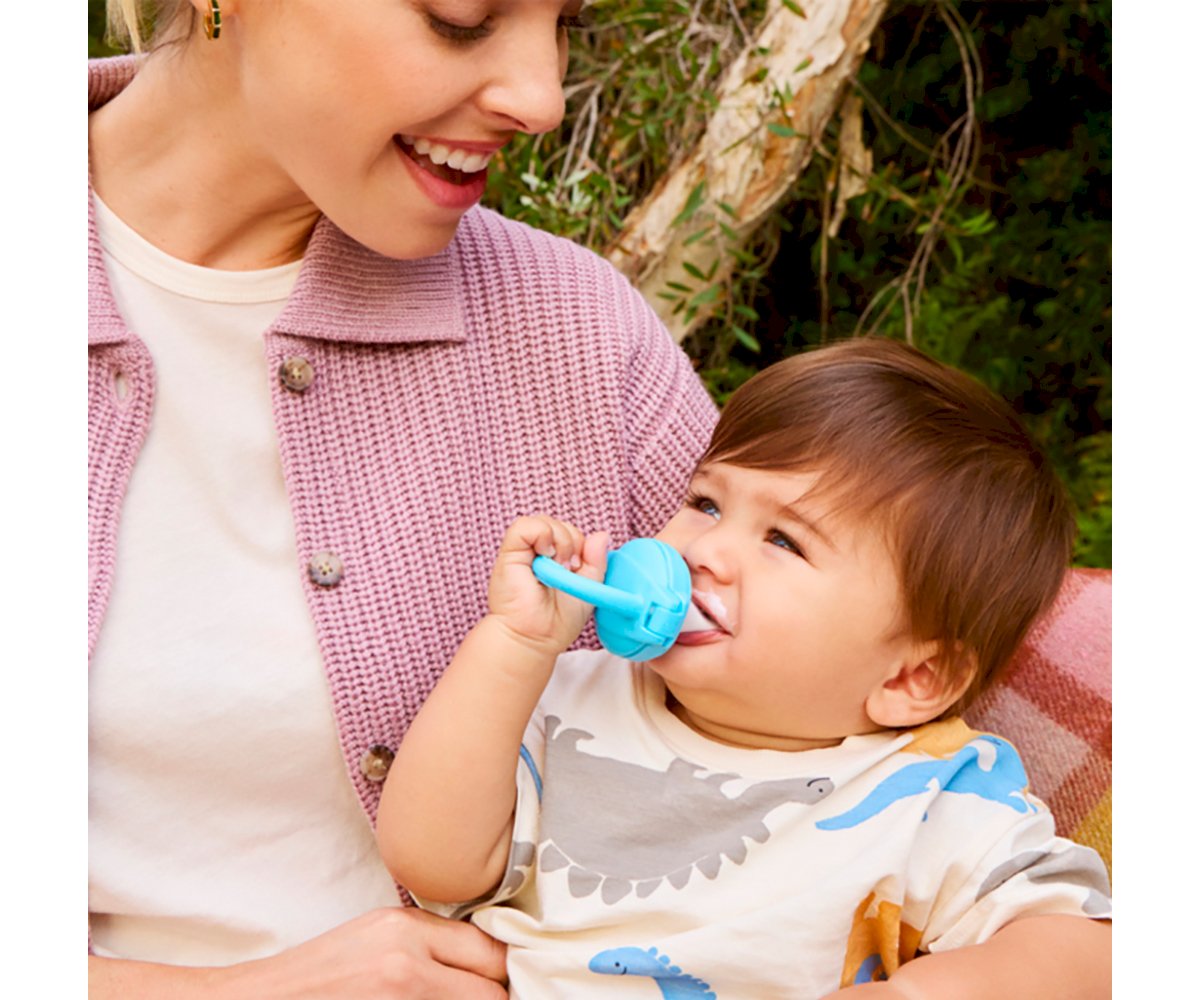 Alimentador Antiahogo Silicona Azul