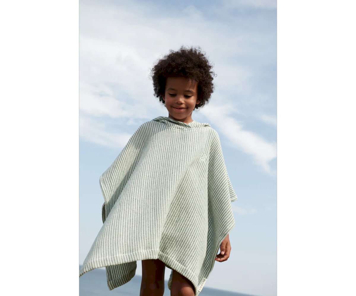 Poncho Paco com Bordado Stripes Peppermint/Creme de la Creme