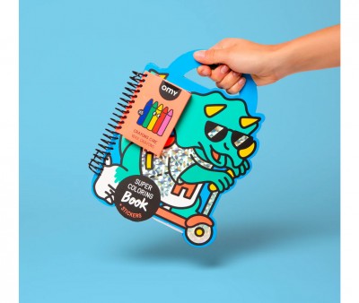 Libro OMY con Pinturas y Pegatinas Dinos
