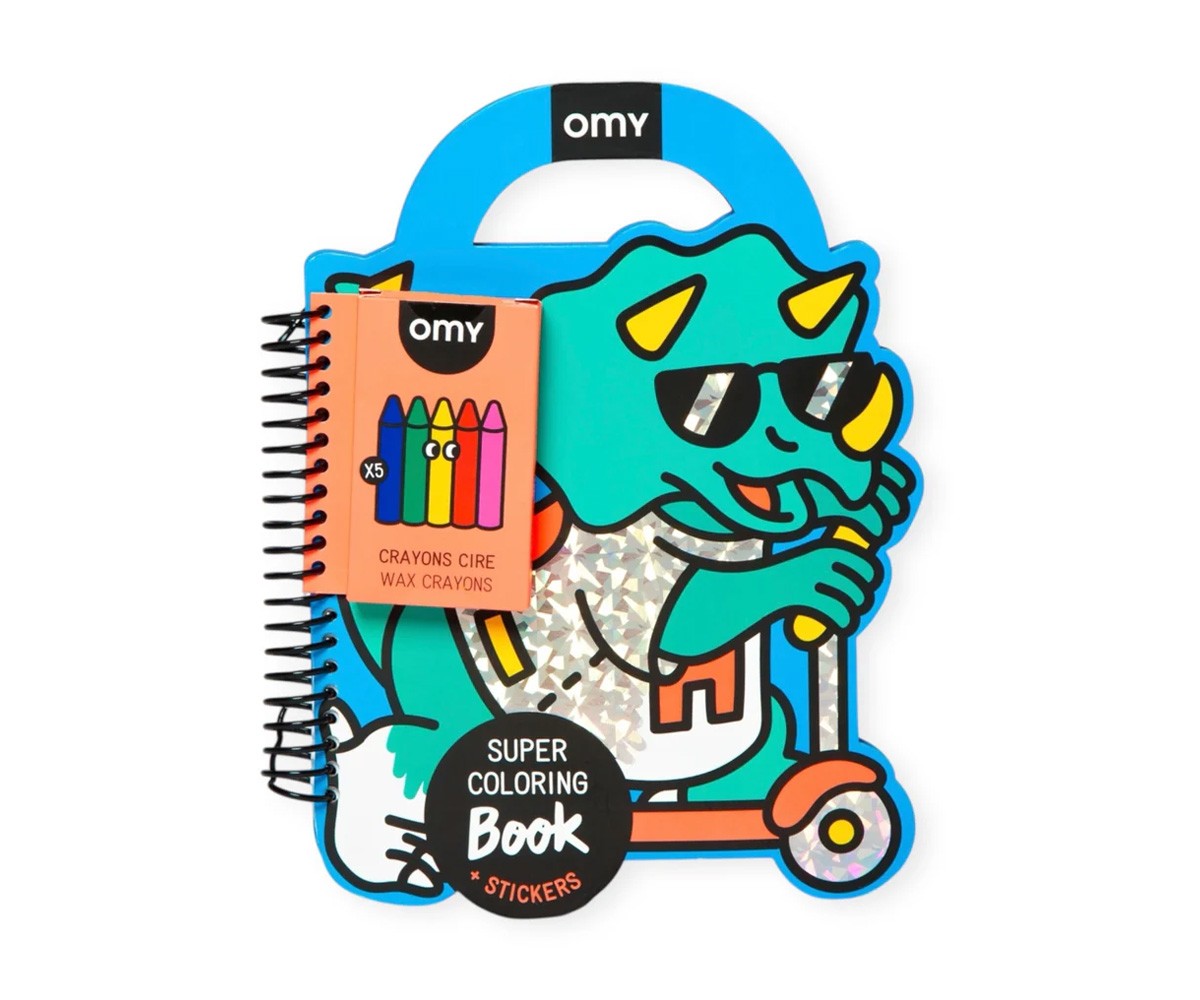 Libro OMY con Pinturas y Pegatinas Dinos