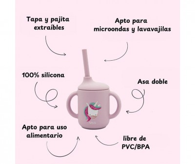 Taza de Silicona con Pajita Unicornio 120ml