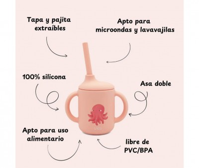 Taza de Silicona con Pajita Pulpo 120ml