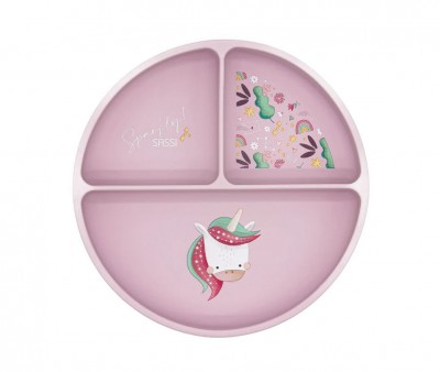 Plato de Silicona con Compartimentos Unicornio