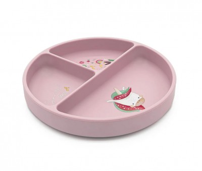 Plato de Silicona con Compartimentos Unicornio