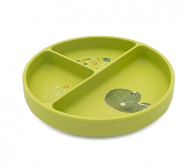 Plato de Silicona con Compartimentos Dinosaurio