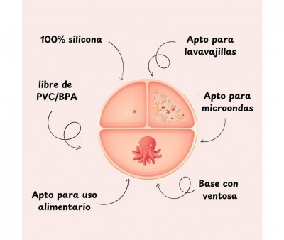 Piatto in Silicone con Scomparti Polpo
