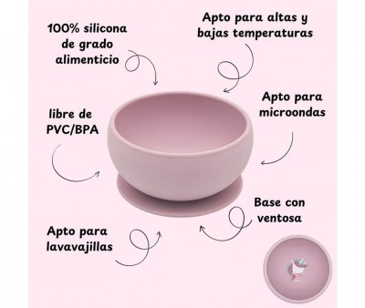 Bol con Ventosa Silicona Unicornio