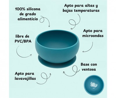 Bol con Ventosa Silicona Elefante
