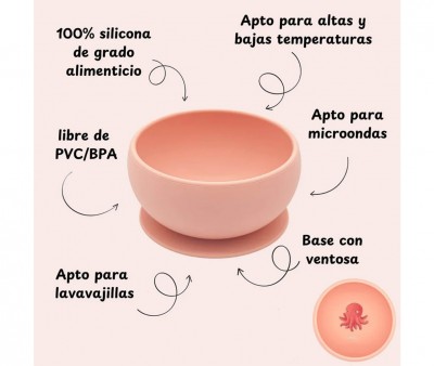 Bol con Ventosa Silicona Pulpo