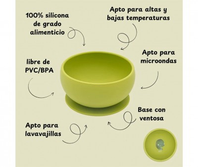 Bol con Ventosa Silicona Dinosaurio
