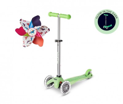 Patinete Mini Micro Deluxe Glow Lime com LED +  Unicornio