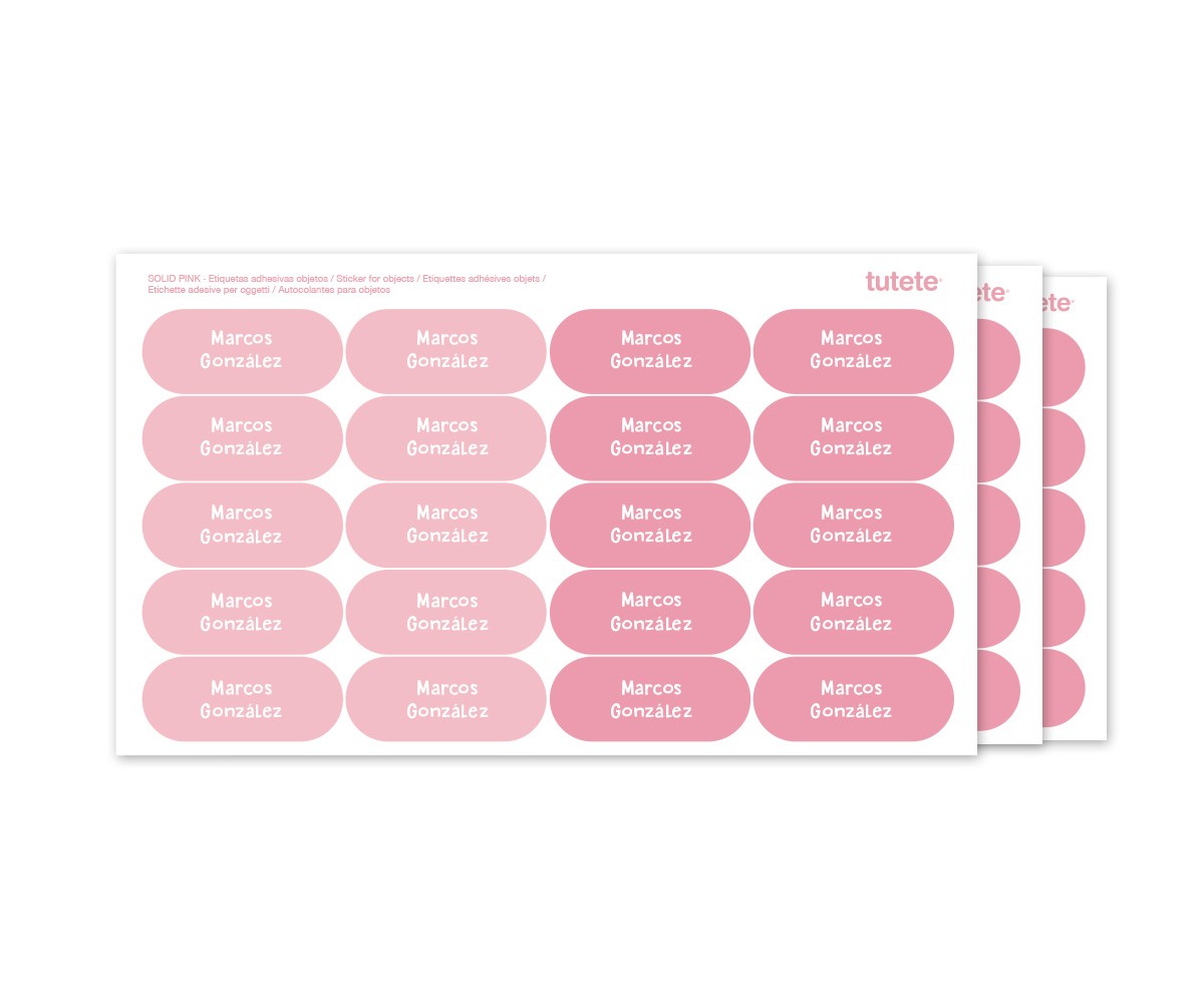 60 adesivos para objetos Solid Pink