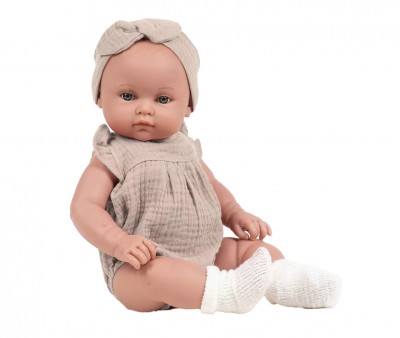 Mueco Les Bambinis Yalle Vestida con Pelele Charlotte y Diadema Beige