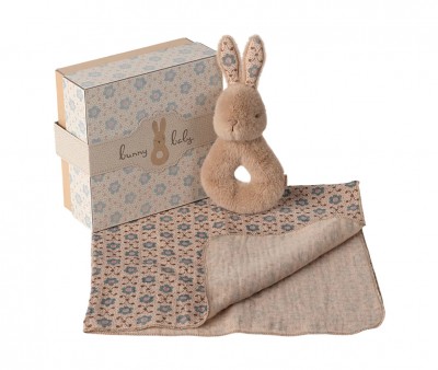 Set Regalo Neonato Sonaglio Rabbit Cream Peach