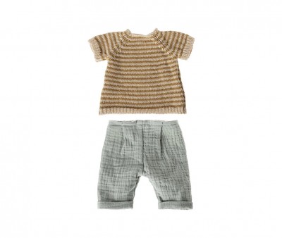 Coniglio Maileg Rabbit T3 con Pantaloni Corti e Maglia a Righe