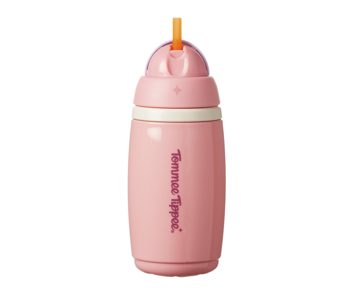 Botella Isotrmica Antigoteo con Pajita Rosa Pastel 266ml