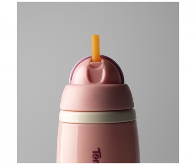 Botella Isotrmica Antigoteo con Pajita Rosa Pastel 266ml