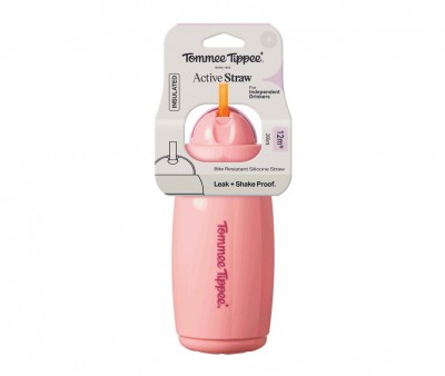 Botella Isotrmica Antigoteo con Pajita Rosa Pastel 266ml