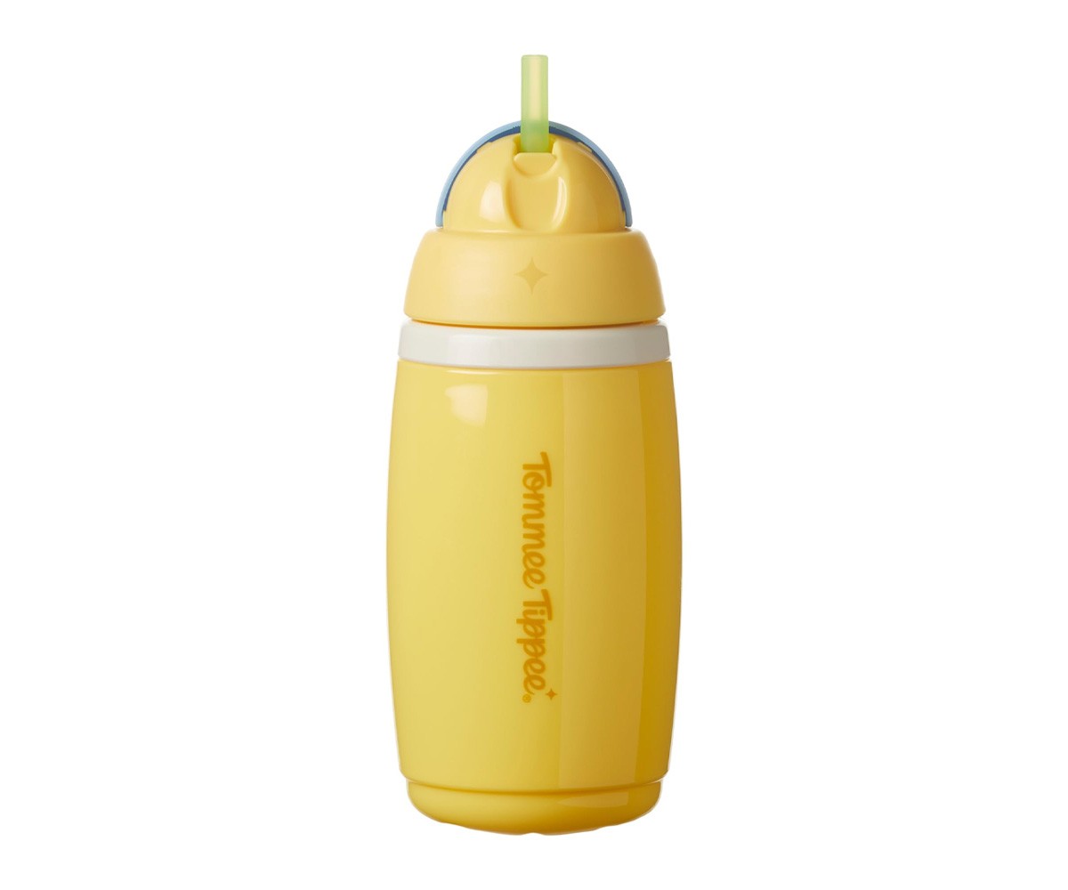 Botella Isotrmica Antigoteo con Pajita Amarillo/Azul Pastel 266ml