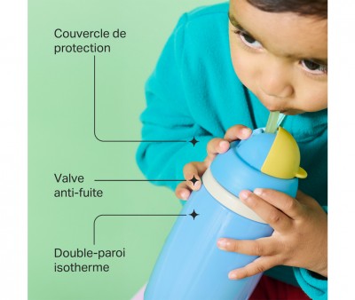 Botella Isotrmica Antigoteo con Pajita Azul Pastel 266ml