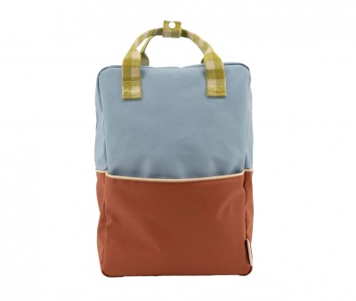 Large Personalised Backpack Better Together Colourblocking Badminton Blue + Leather Ball