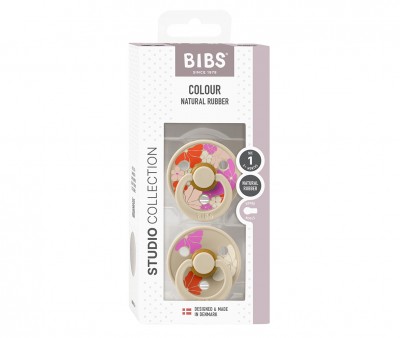 2 Chupetes BIBS Studio Colour Round Morning Bloom Vanilla Mix