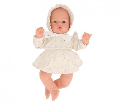 Mueco Helena con Vestido y Gorrito White Flowers