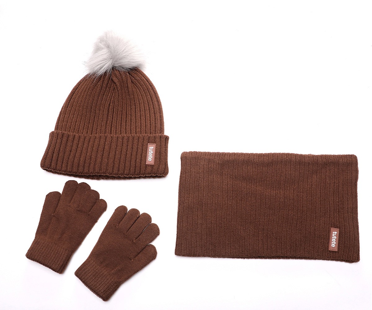 Conjunto de chapu, luvas de inverno + gola de pescoo Buff Funny Letters