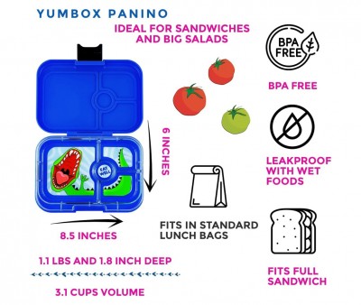 Lunch Box Yumbox Panino Surf Blue Dino 4 Spazi