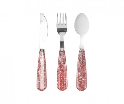 Pack talheres Sparkling Blush Glitter 