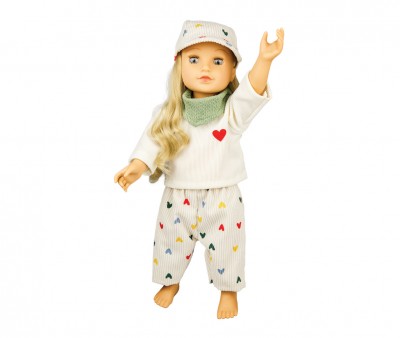 Set Pantaloni in Velluto Herz Konfetti con Maglia e Bandana per Bambole