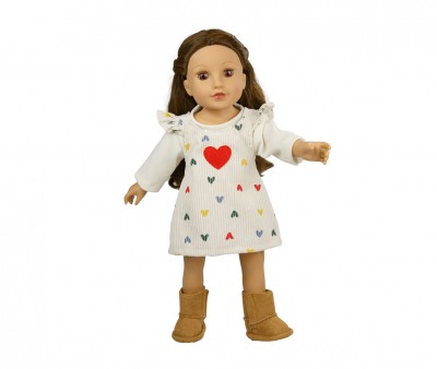 Robe en Velours Ctel Herz Konfetti avec T-Shirt pour Poupes