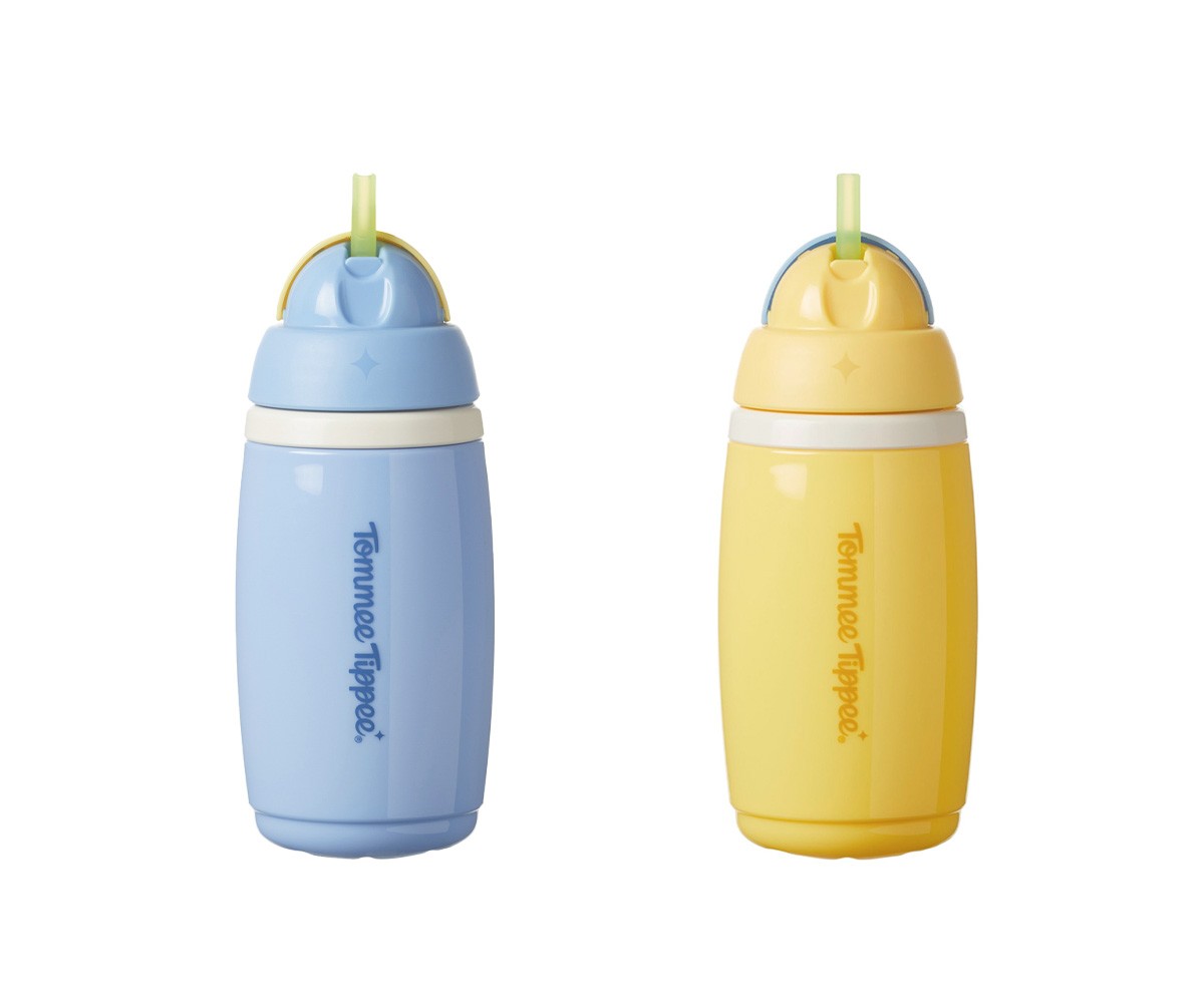 2 Borracce Isotermiche con Cannuccia Giallo+Azzurro 266ml