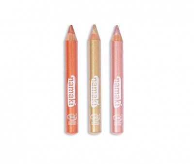 Set De 3 Lapices Brillo Cobre-Oro-Rosa con Purpurina