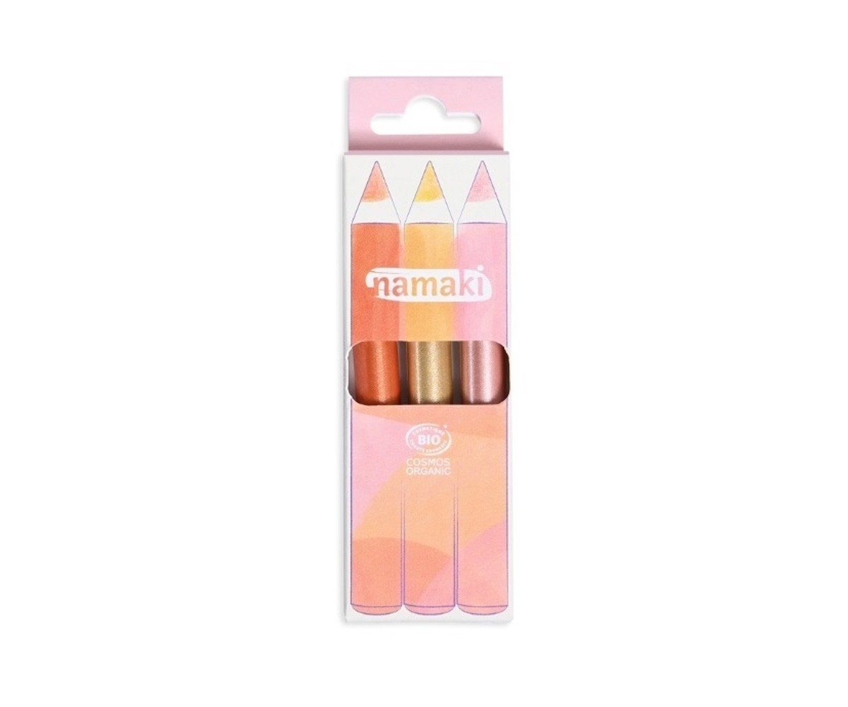 Set De 3 Lapices Brillo Cobre-Oro-Rosa con Purpurina