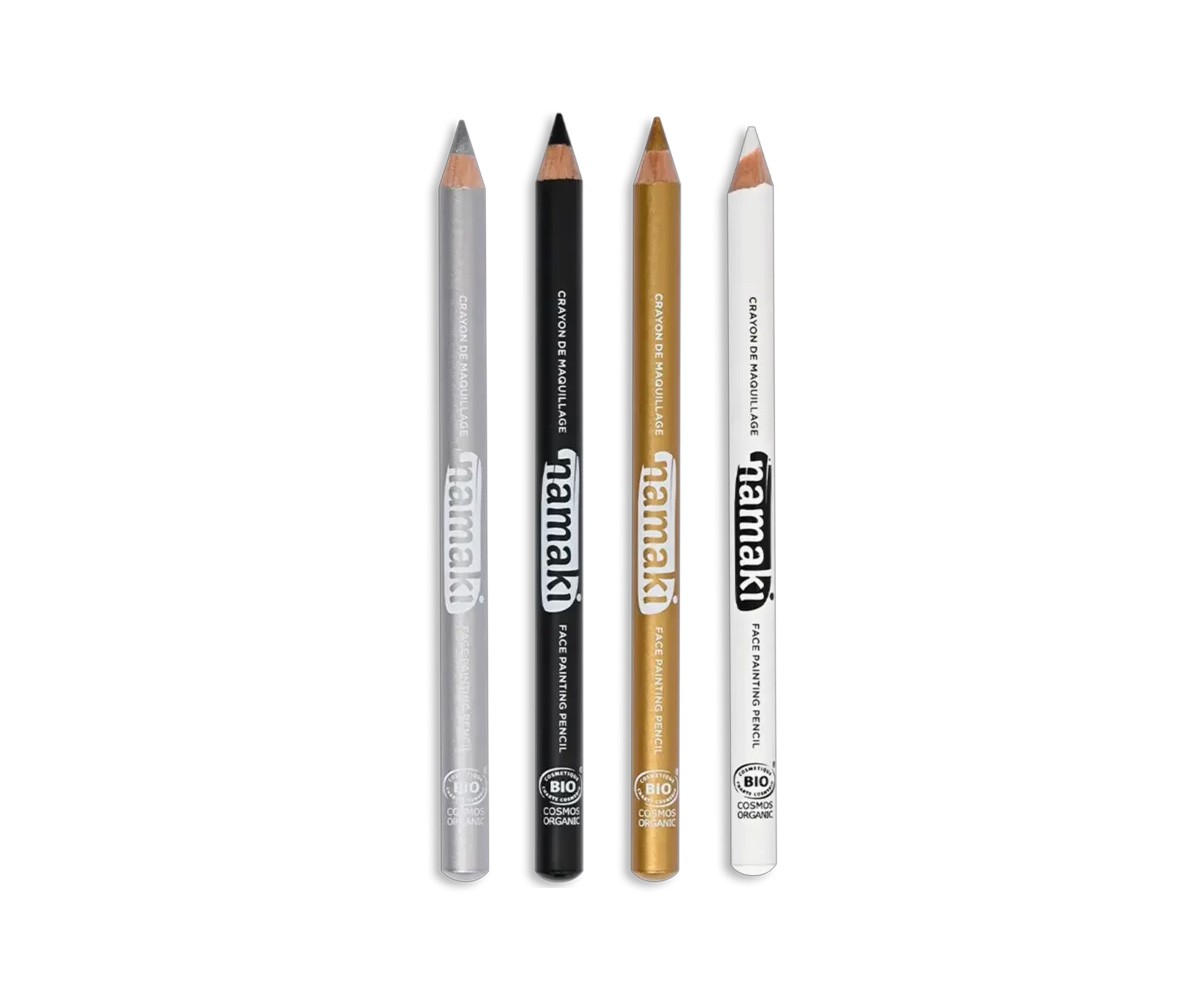 4 Matite Fini Trucco Namaki Oro-Argento-Nero-Bianco
