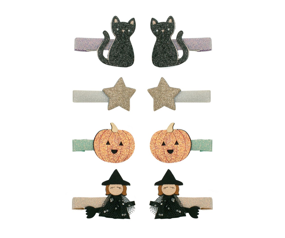 8 Mini Pinzas de Pelo Halloween